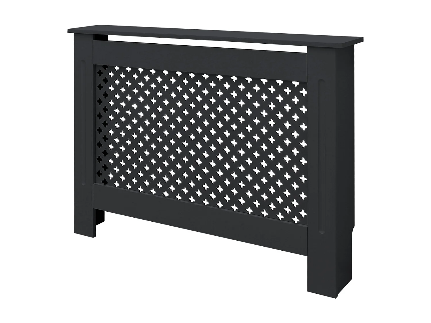 ECD Germany Cubierta para radiador 112x19x82 cm MDF lacado antracita diseño nido de abejas mueble rústico con acabado mate para calefacción de pared