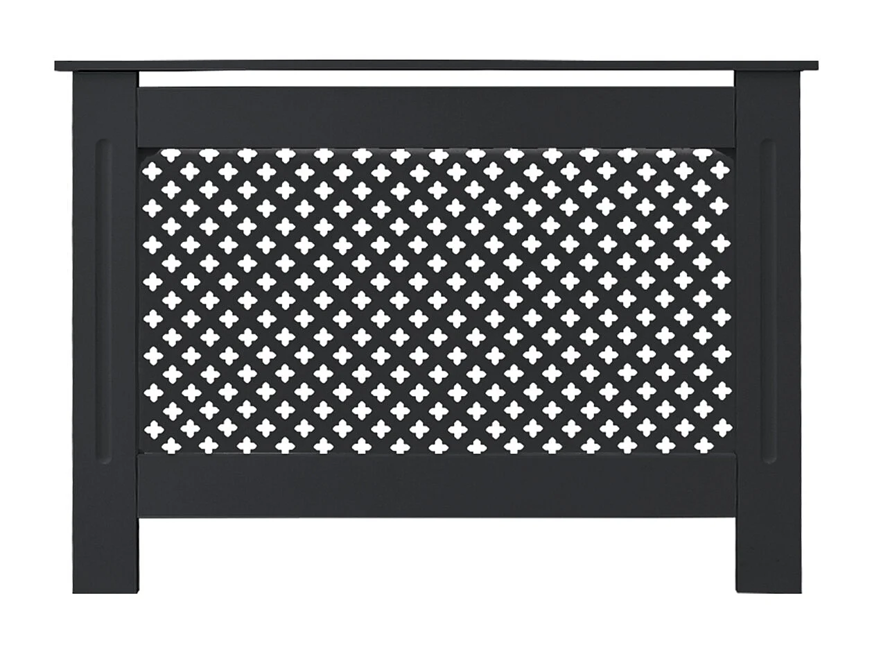 ECD Germany Cubierta para radiador 112x19x82 cm MDF lacado antracita diseño nido de abejas mueble rústico con acabado mate para calefacción de pared