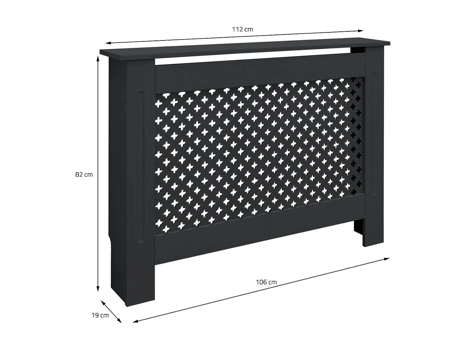 ECD Germany Cubierta para radiador 112x19x82 cm MDF lacado antracita diseño nido de abejas mueble rústico con acabado mate para calefacción de pared