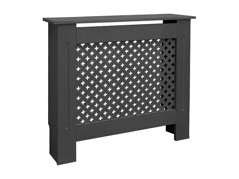 ECD Germany Copritermosifone in legno MDF laccato antracite 78x19x82 cm con motivo a nido d'ape piano d'appoggio copertura protettiva per radiatore