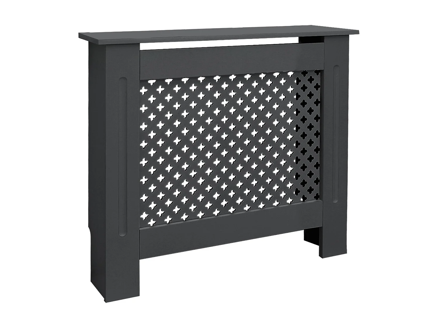 Cache-radiateur 78x19x82 cm anthracite à lattes croisées avec une surface d'étagère habillage robuste en bois MDF matériel de montage mural inclus