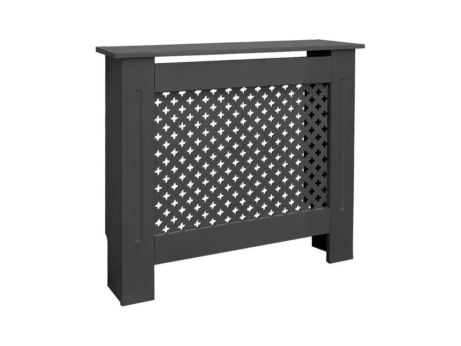 Cache-radiateur 78x19x82 cm anthracite à lattes croisées avec une surface d'étagère habillage robuste en bois MDF matériel de montage mural inclus