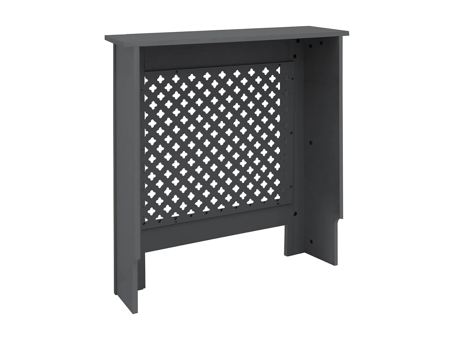 ECD Germany Copritermosifone in legno MDF laccato antracite 78x19x82 cm con motivo a nido d'ape piano d'appoggio copertura protettiva per radiatore