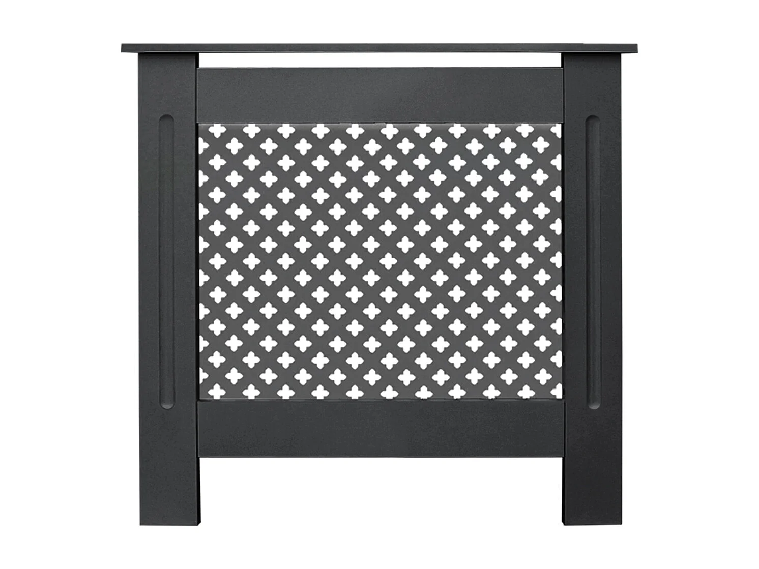 Gecheer Copertura Per Radiatore Moderna MDF Grigio Antracite - 112x19x81 Cm, Con Ripiano E Doghe Verticali