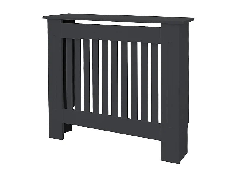 ECD Germany Copritermosifone in legno mdf laccato antracite 78x19x82 cm con design doghe verticali e piano d'appoggio protezione per radiatore