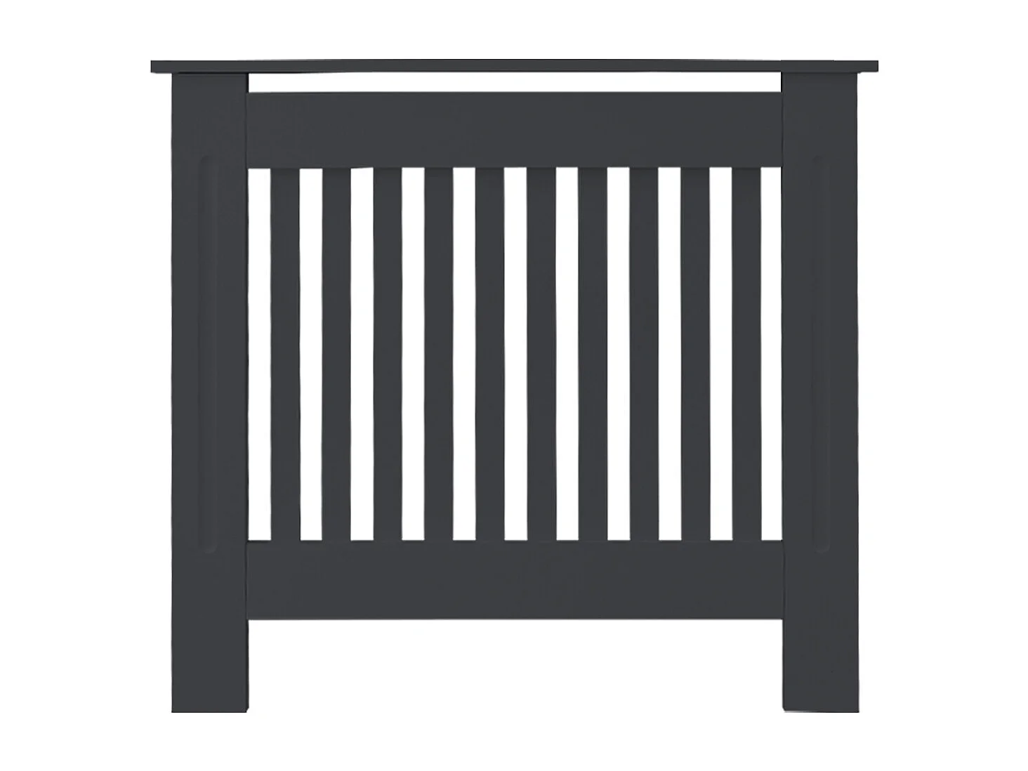 Cache-radiateur 78x19x82 cm anthracite à lattes verticales avec une surface d'étagère habillage robuste en bois MDF matériel de montage mural inclus