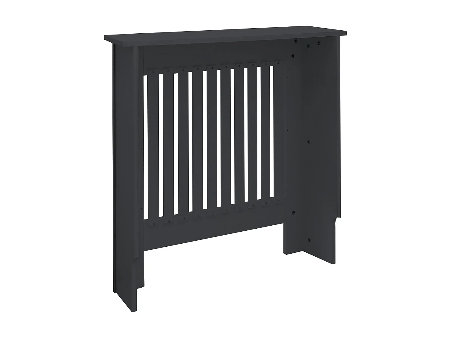Cache-radiateur 78x19x82 cm anthracite à lattes verticales avec une surface d'étagère habillage robuste en bois MDF matériel de montage mural inclus