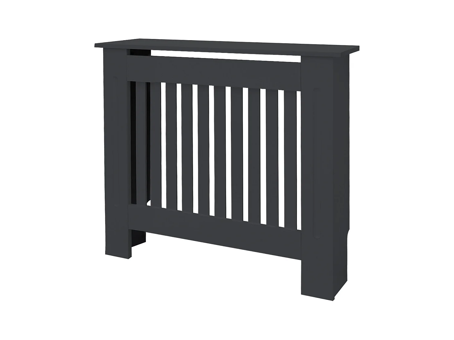 Cache-radiateur 78x19x82 cm anthracite à lattes verticales avec une surface d'étagère habillage robuste en bois MDF matériel de montage mural inclus