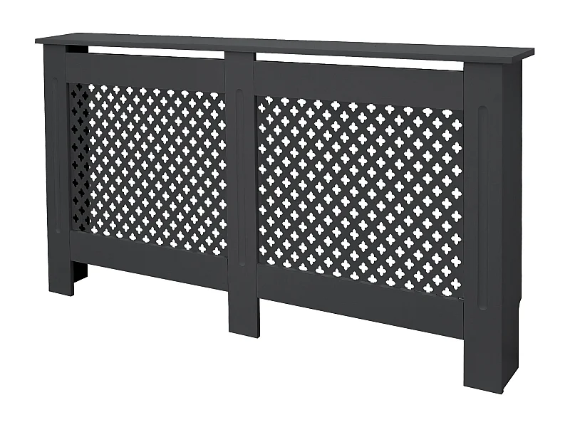 ECD Germany Cubierta para radiador 152x19x82 cm MDF lacado antracita diseño nido de abeja mueble rústico con acabado mate para calefacción de pared