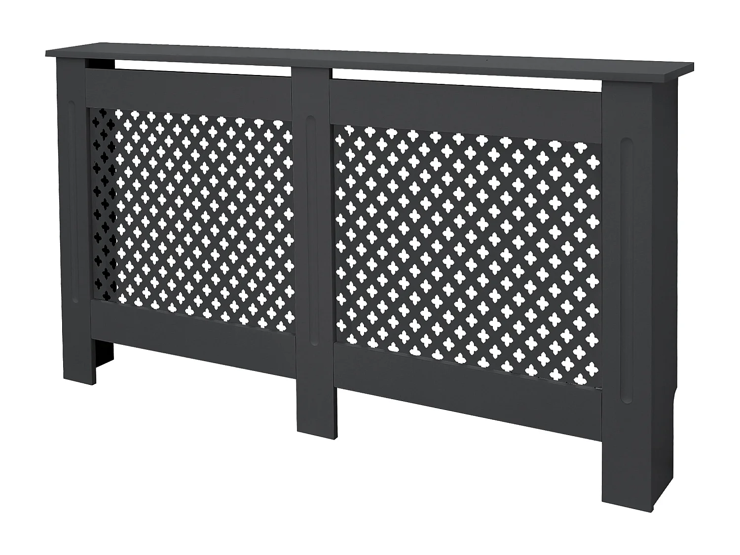 ECD Germany Copritermosifone 152x19x82 cm in MDF antracite con motivo a nido d'ape piano d'appoggio copertura radiatore decorativa e protettiva