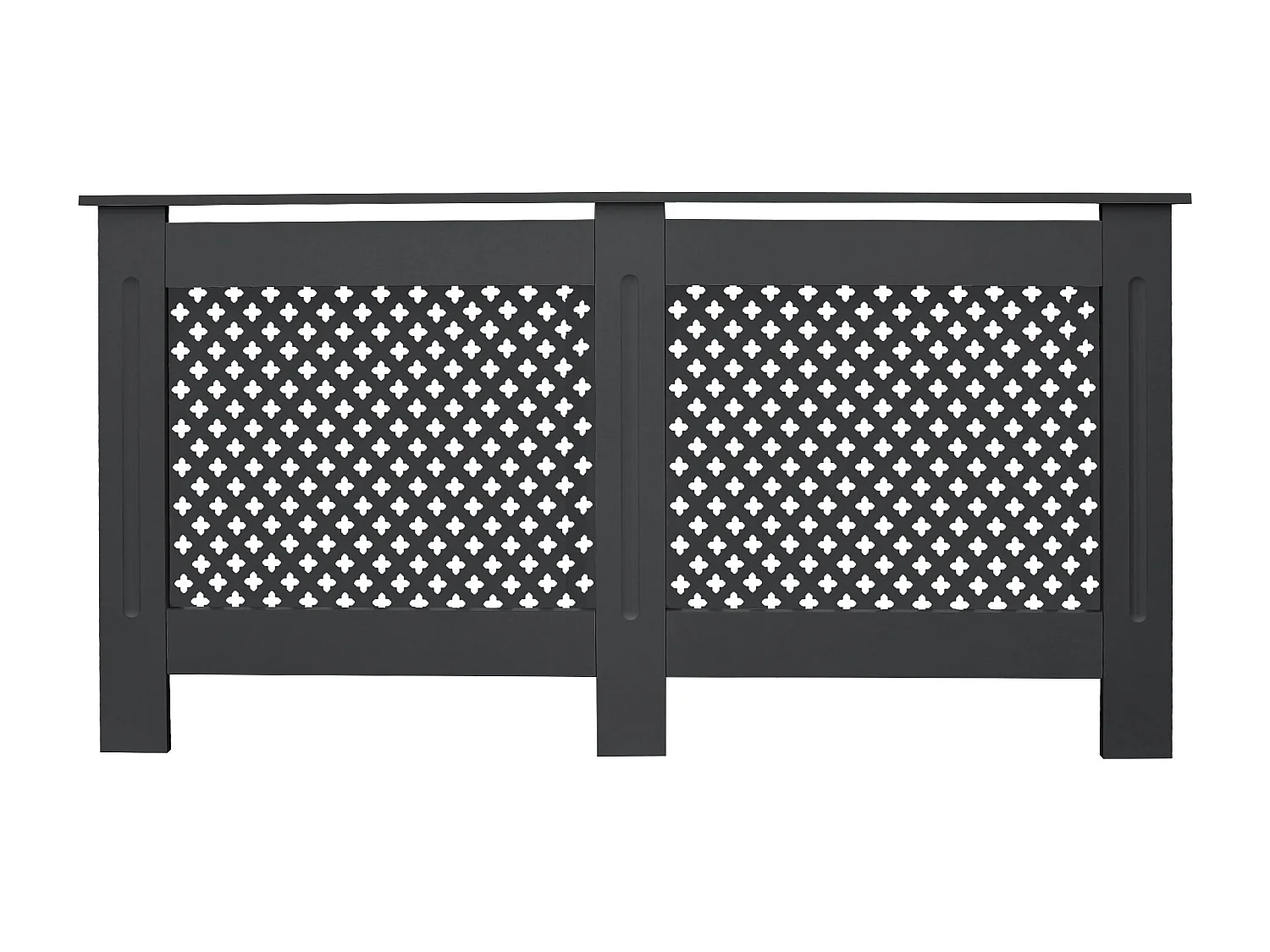 ECD Germany Copritermosifone 152x19x82 cm in MDF antracite con motivo a nido d'ape piano d'appoggio copertura radiatore decorativa e protettiva