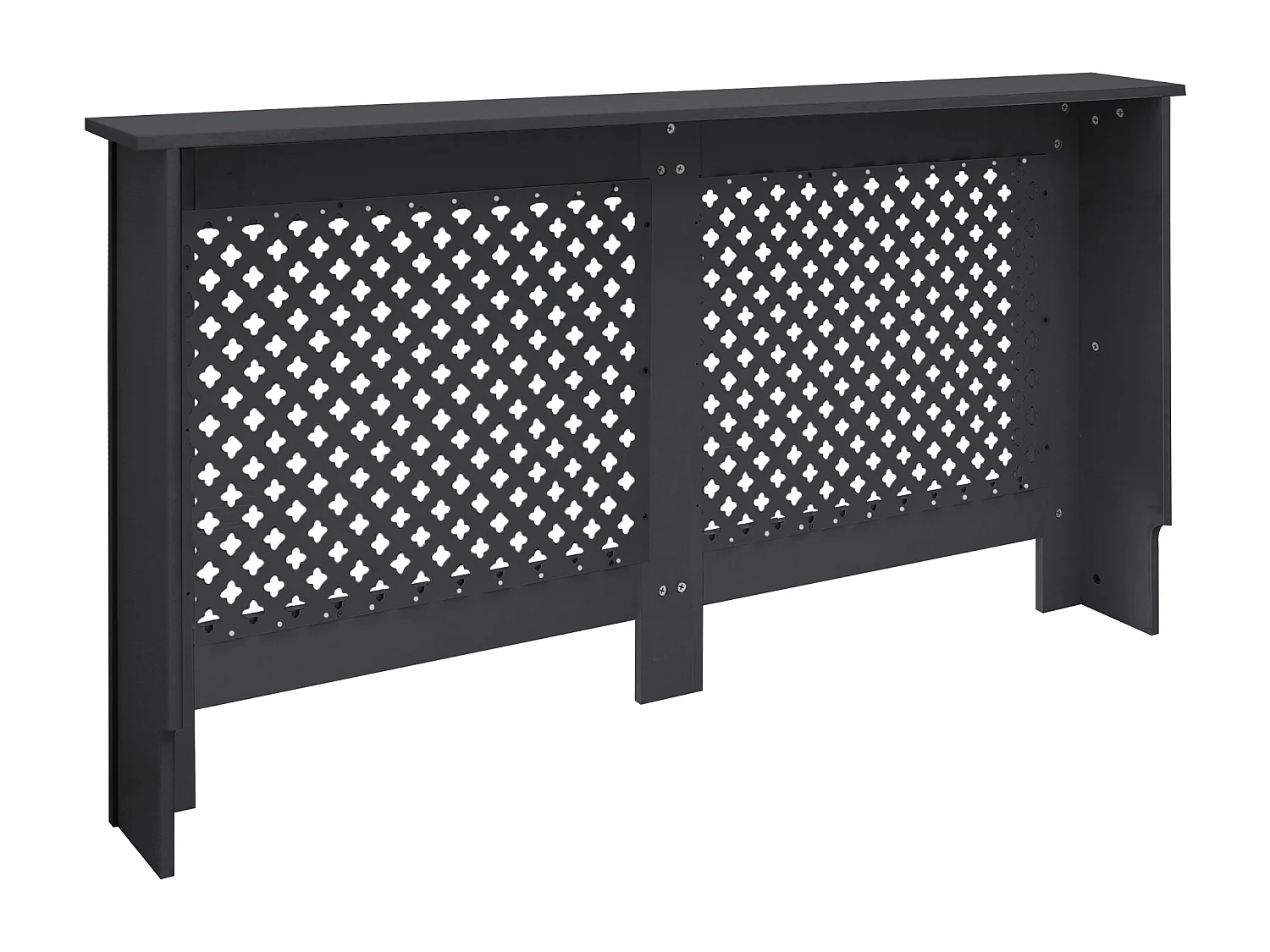 ECD Germany Copritermosifone 152x19x82 cm in MDF antracite con motivo a nido d'ape piano d'appoggio copertura radiatore decorativa e protettiva