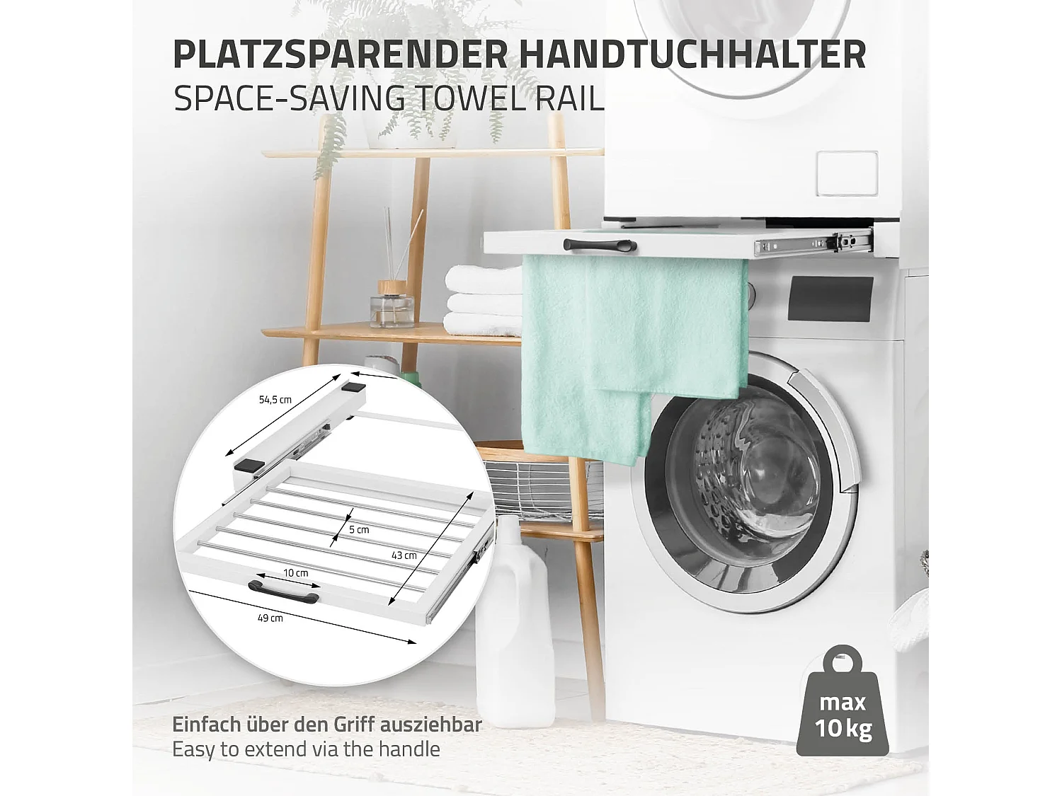 Ripiano estraibile lavatrice asciugatrice telaio intermedio con stendibiancheria