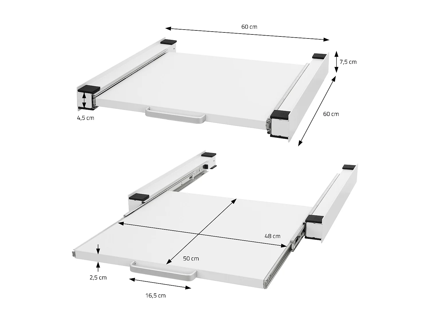 Ripiano estraibile lavatrice asciugatrice base telaio intermedio 60x60 cm bianco