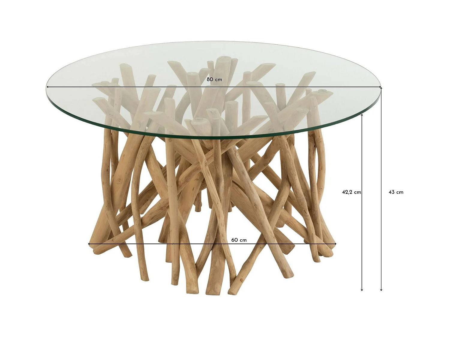 Table Basse en Teck "Driftwood" 63cm Naturel