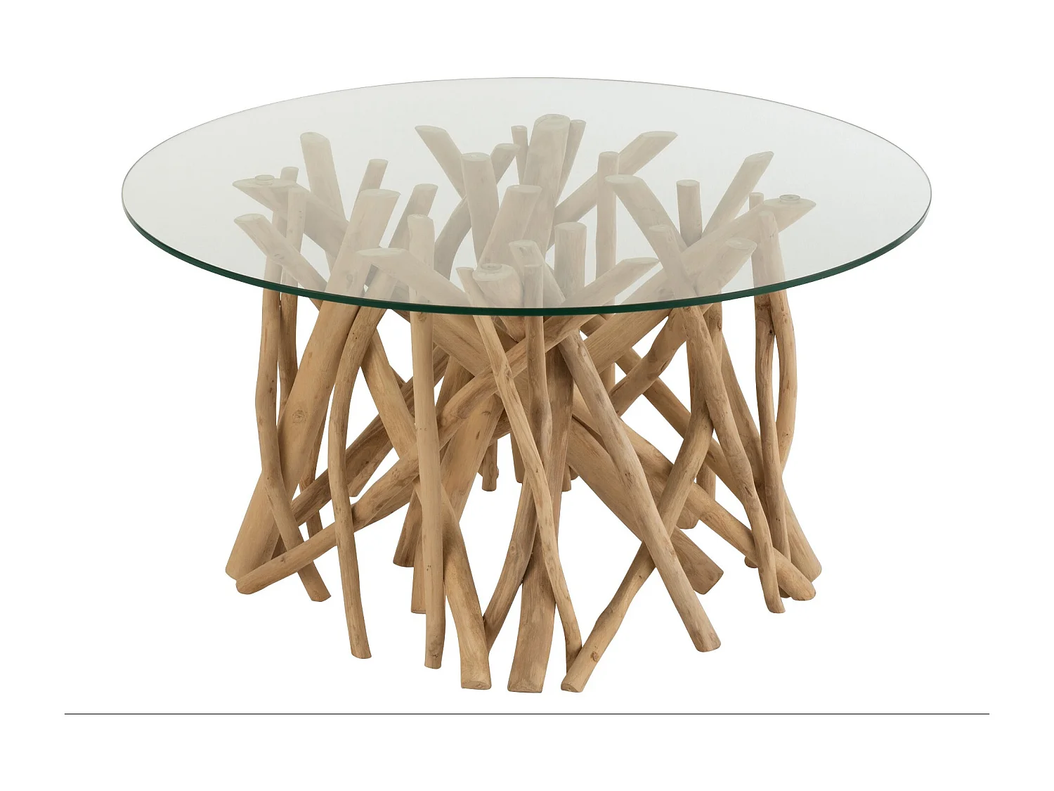 Charles salontafel met takken van natuurlijk teakhout D 63 cm