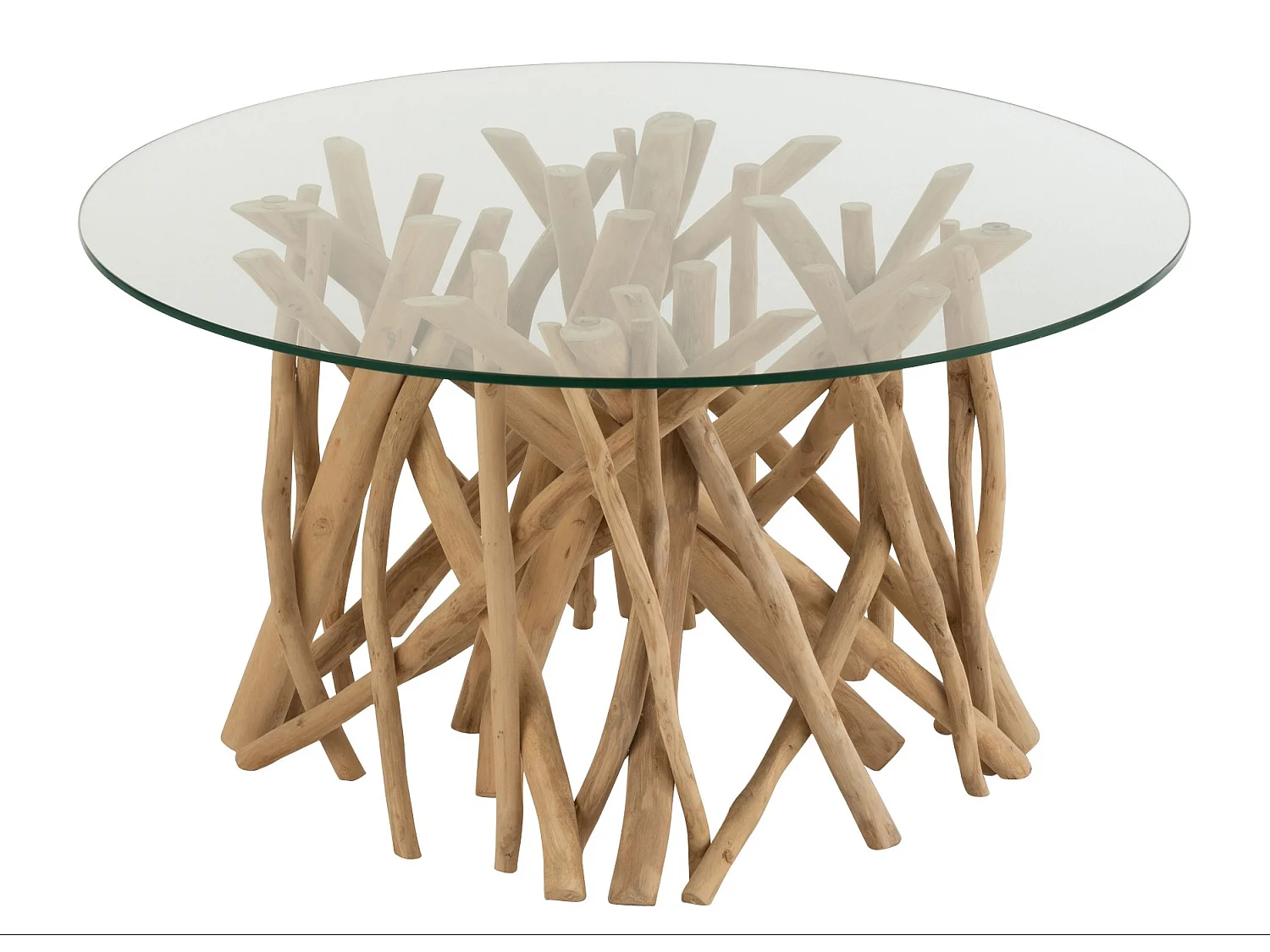 Charles salontafel met takken van natuurlijk teakhout D 63 cm