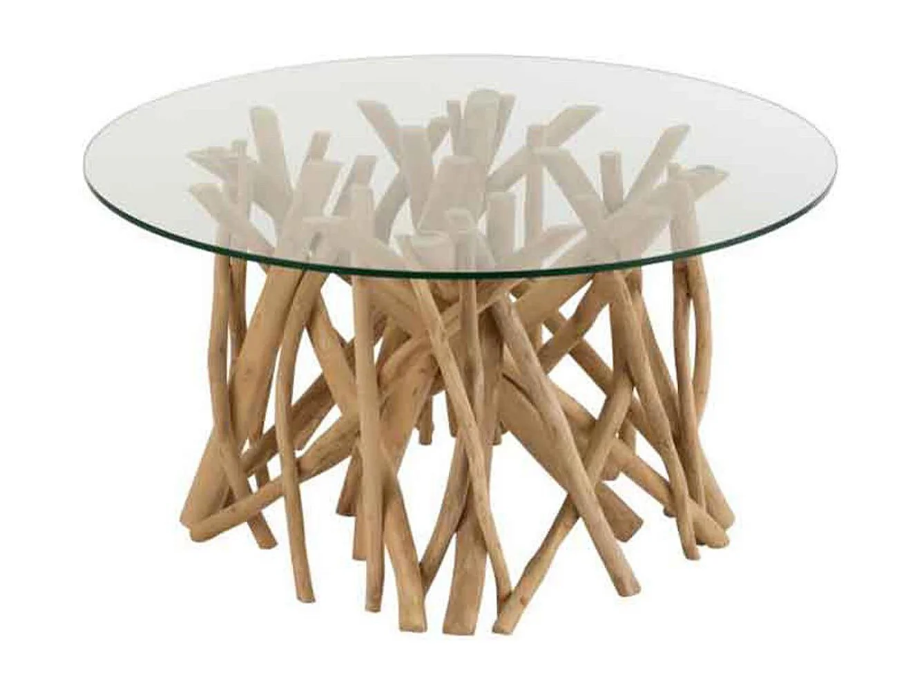 Charles salontafel met takken van natuurlijk teakhout D 63 cm