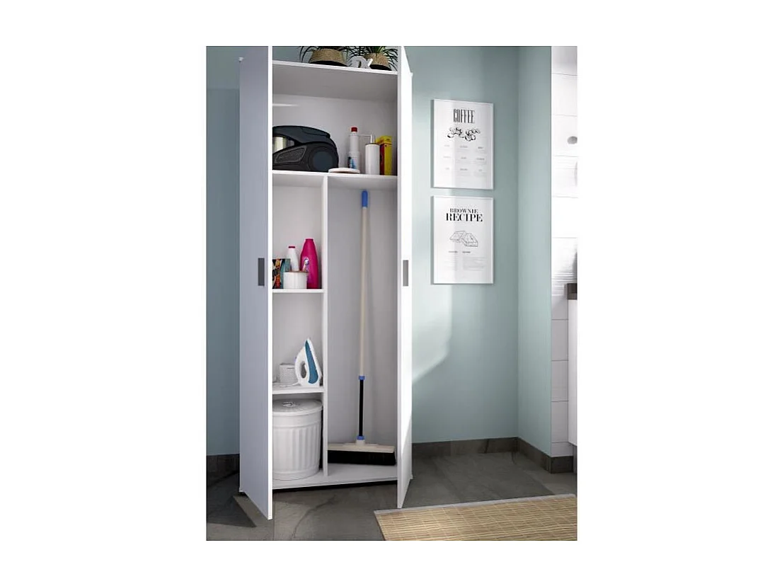 Armoire de buanderie 2 portes - Blanc - L 190 x H 78 x P 35 cm - FIT