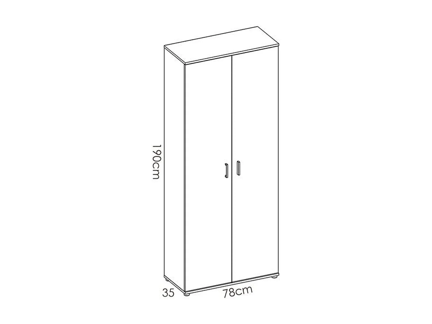 Armoire de buanderie 2 portes - Blanc - L 190 x H 78 x P 35 cm - FIT
