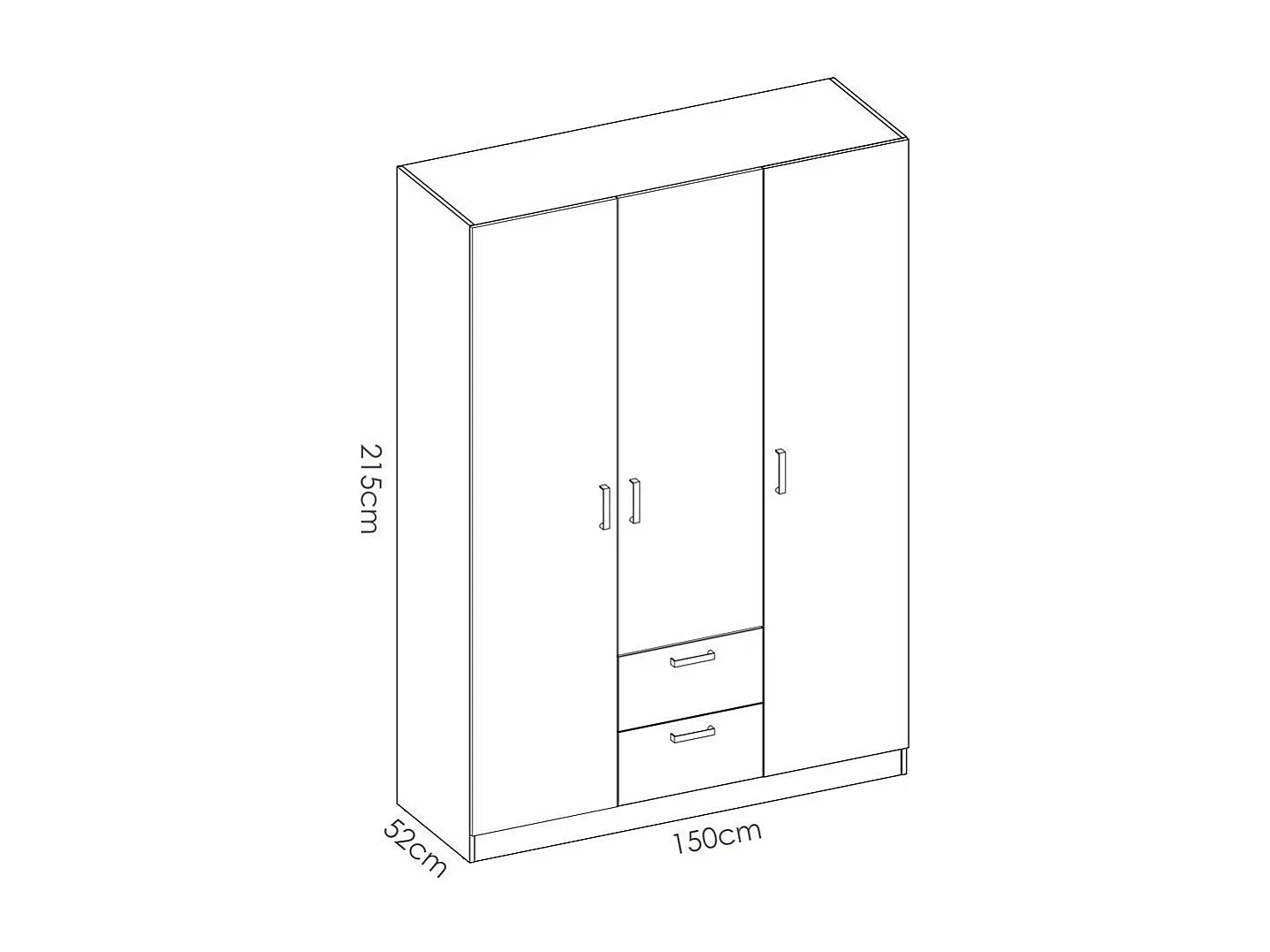 Armario Maxi 3 puertas y 2 cajones Roble Natural