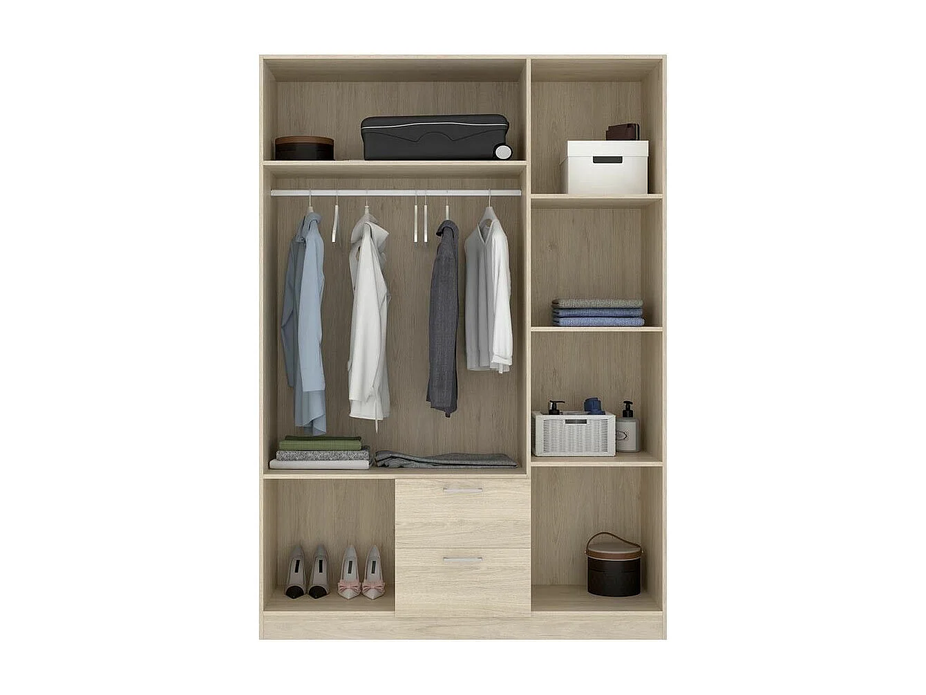 Armario Maxi 3 puertas y 2 cajones Roble Natural