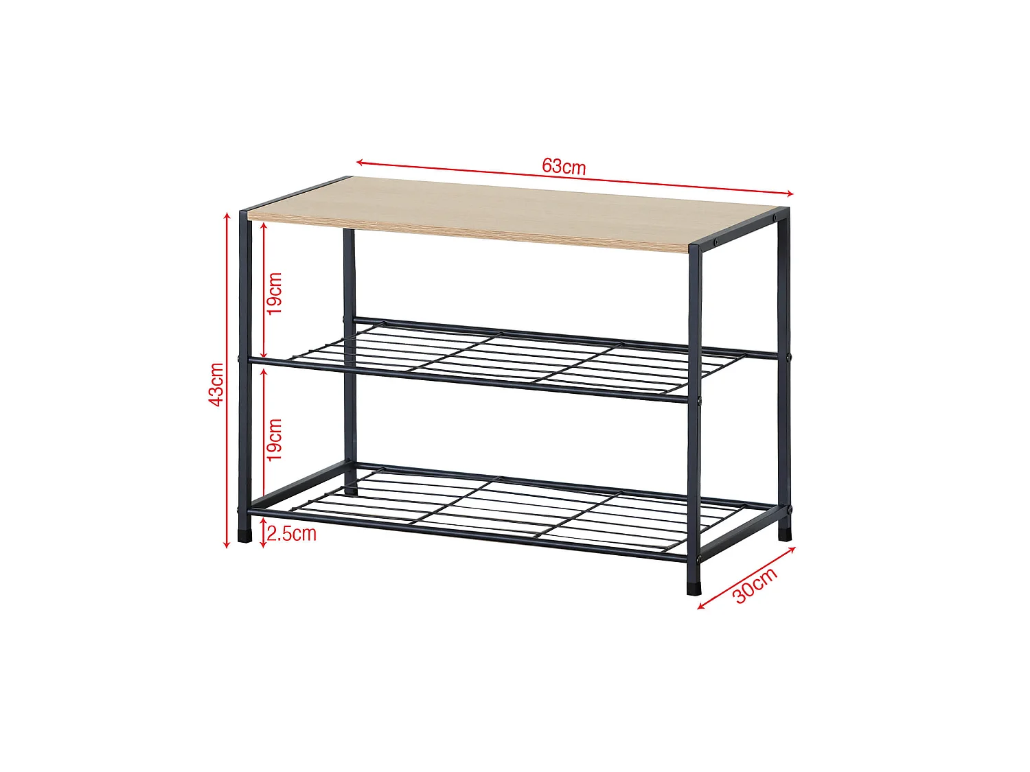 Scarpiera da Ingresso Organizer per Scarpe in Metallo con 3 Ripiani