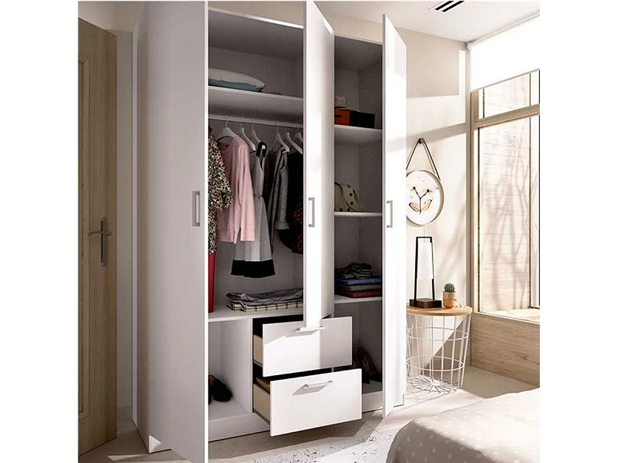 Armario Maxi 3 puertas+2 cajones blanco 215x150x52 cm