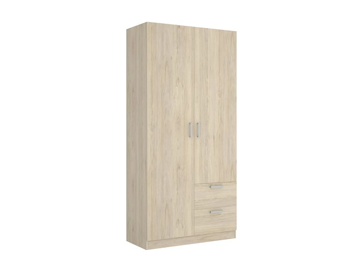 Armario Maxi 2 puertas abatibles con 2 cajones natural 215x100x52 cm