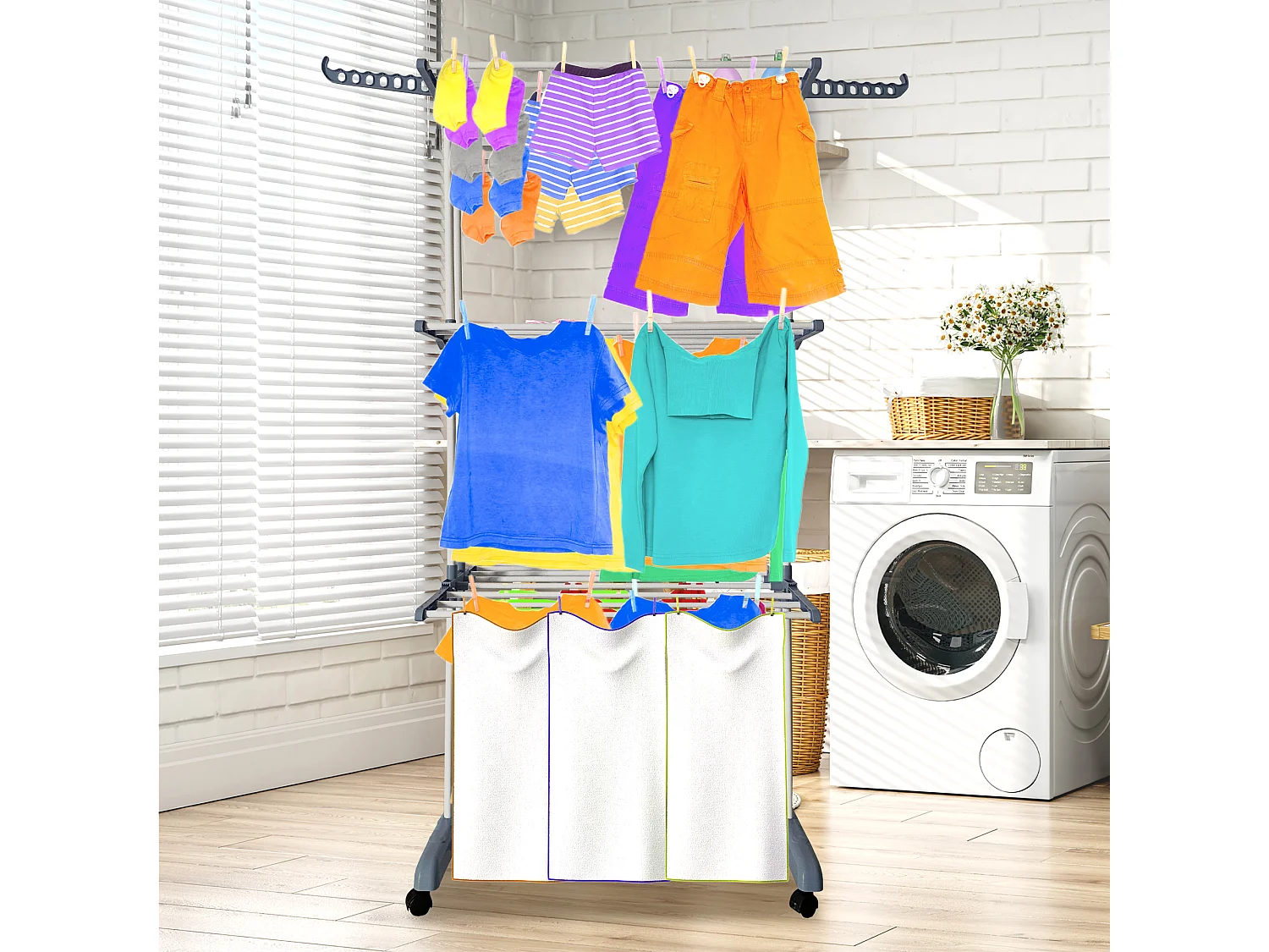 Stendibiancheria verticale pieghevole XXL 3 livelli