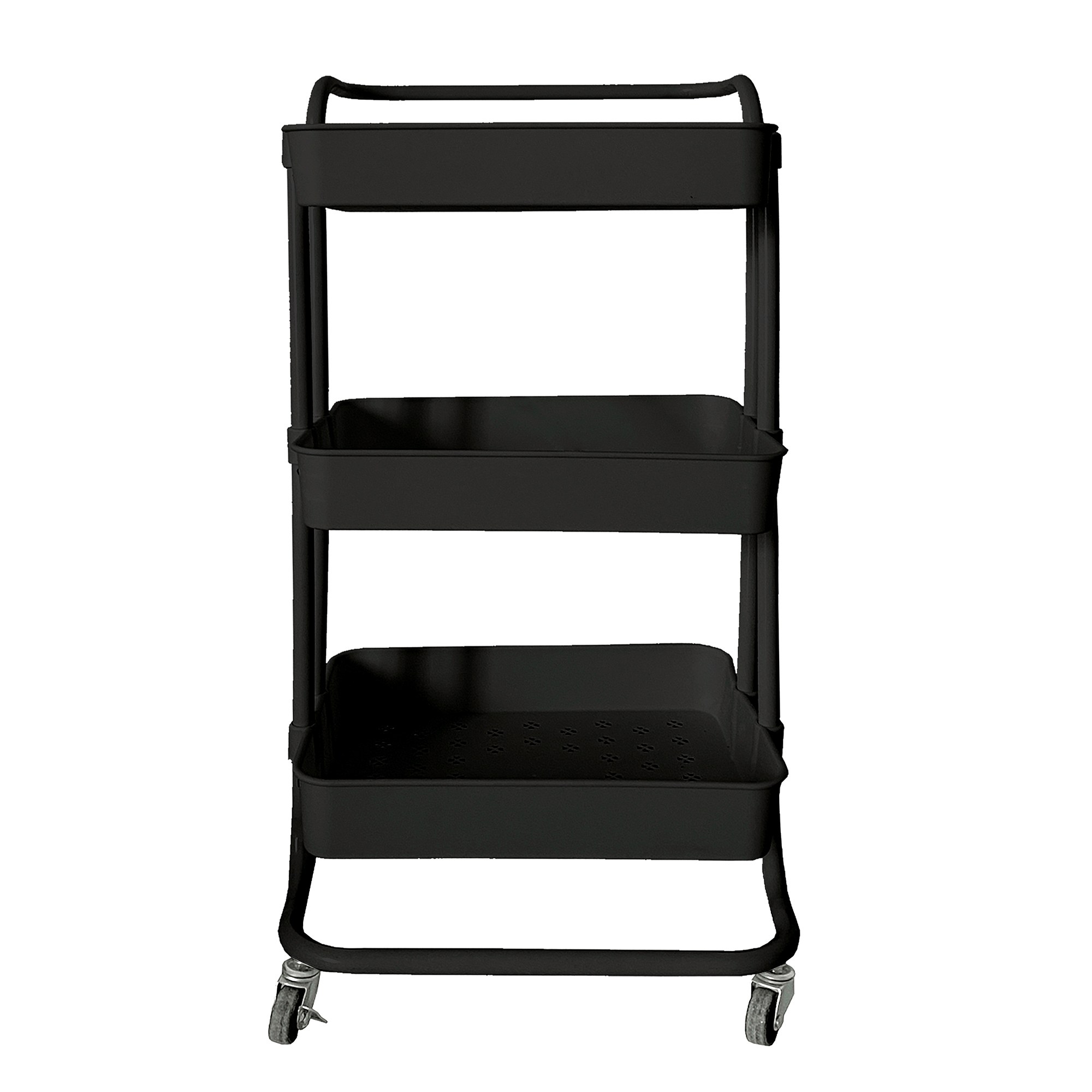 Carrello Portatutto LEKY 2 Ripiani In Metallo: Struttura Bianca, Con Ruote, Multiuso Per Cucina, Bagno, Camera Da Letto, Prodotto In Spagna