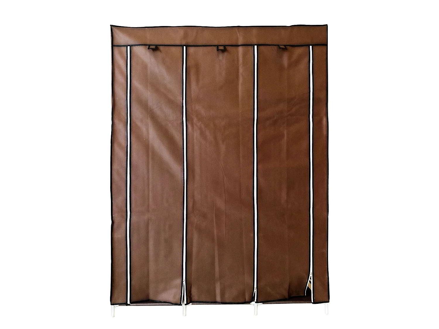 Armadio Vestiario In Tessuto Con Ante Con Cerniera Nyana Home Misure 170x130x45cm Marrone