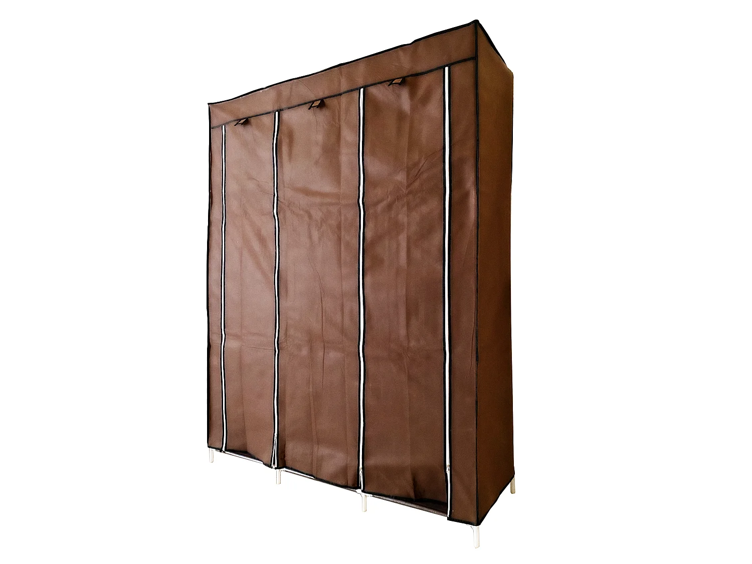 Armadio Vestiario In Tessuto Con Ante Con Cerniera Nyana Home Misure 170x130x45cm Marrone