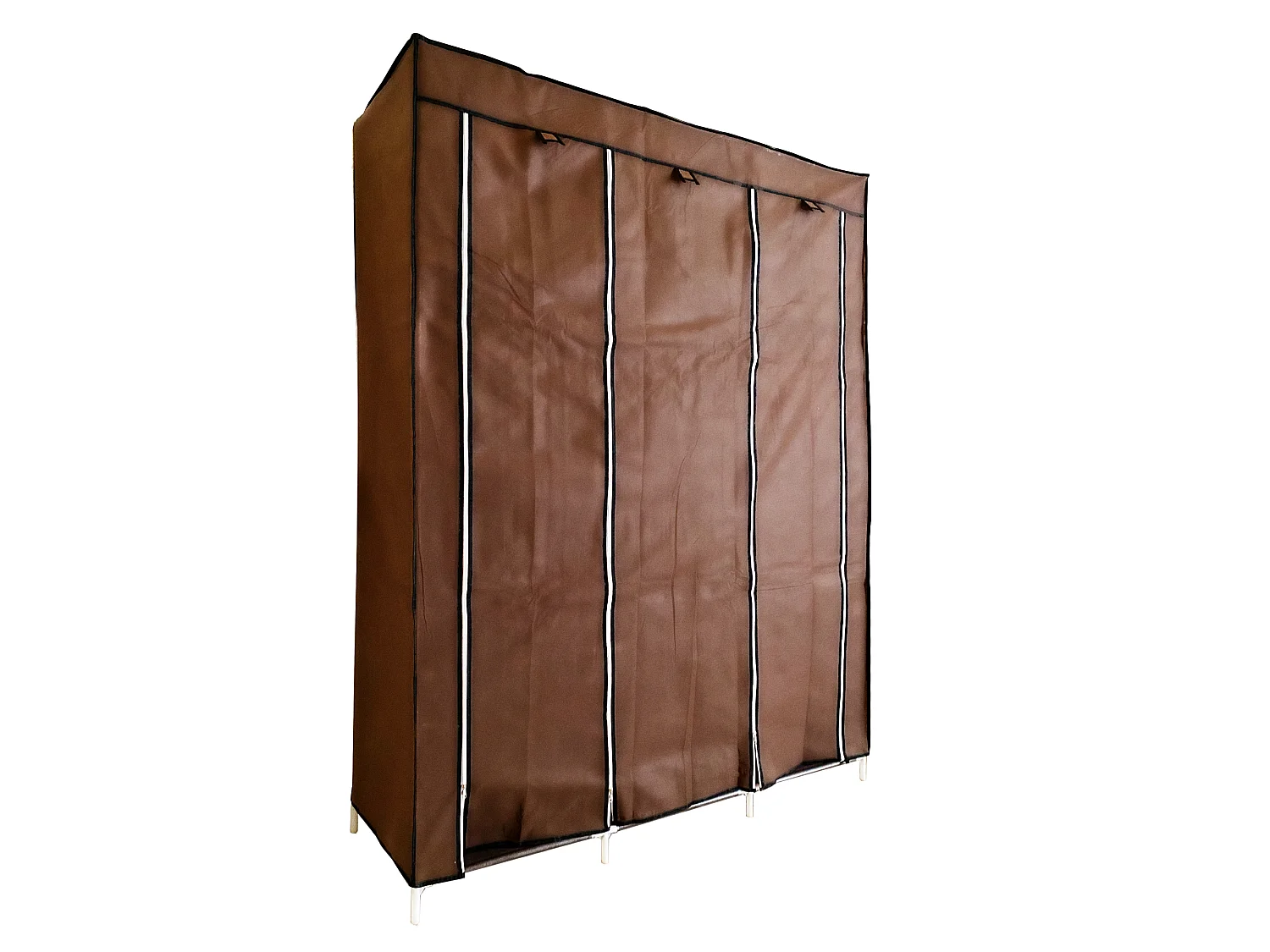 Armadio Vestiario In Tessuto Con Ante Con Cerniera Nyana Home Misure 170x130x45cm Marrone