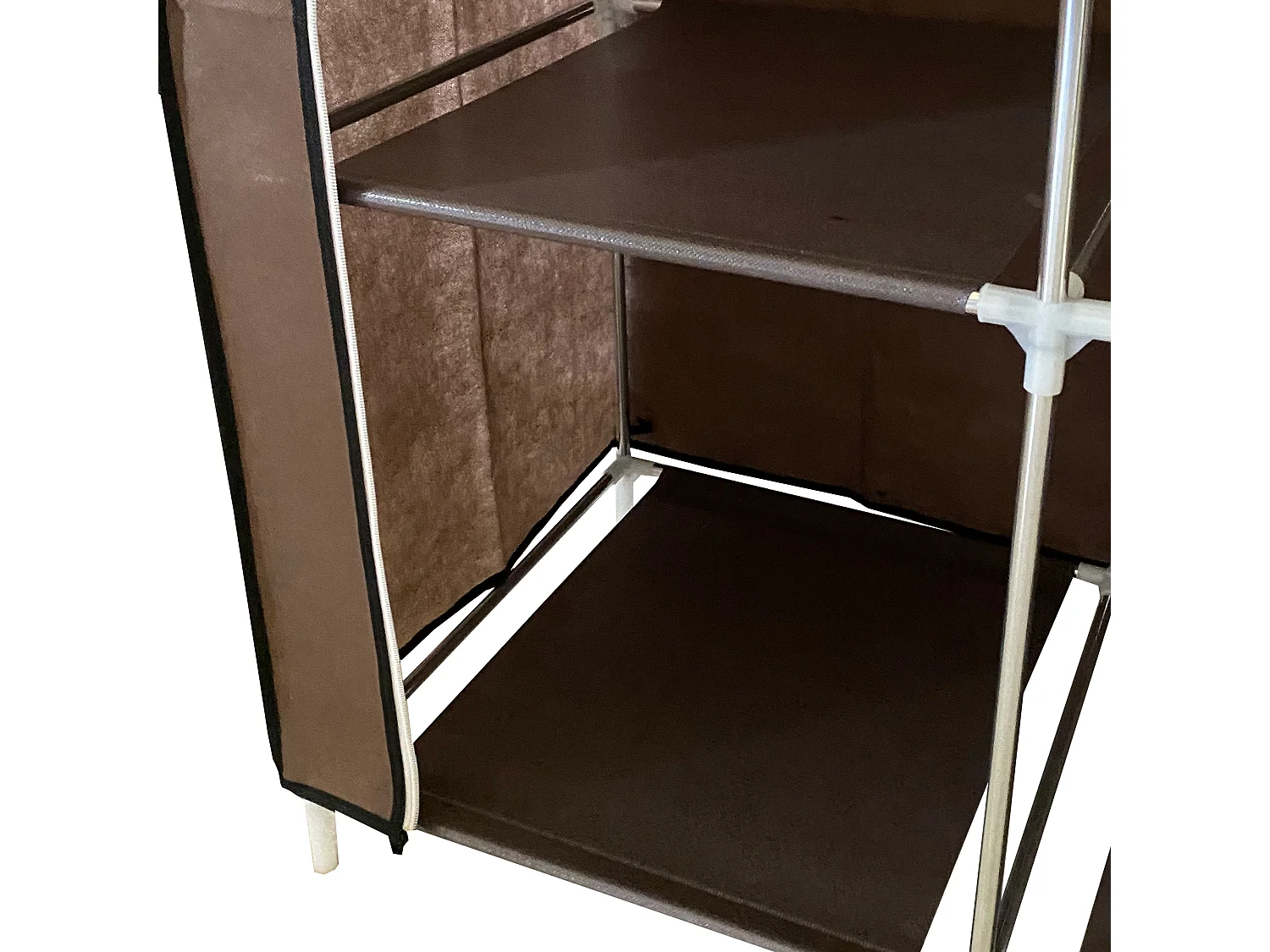 Armadio Vestiario In Tessuto Con Ante Con Cerniera Nyana Home Misure 170x130x45cm Marrone