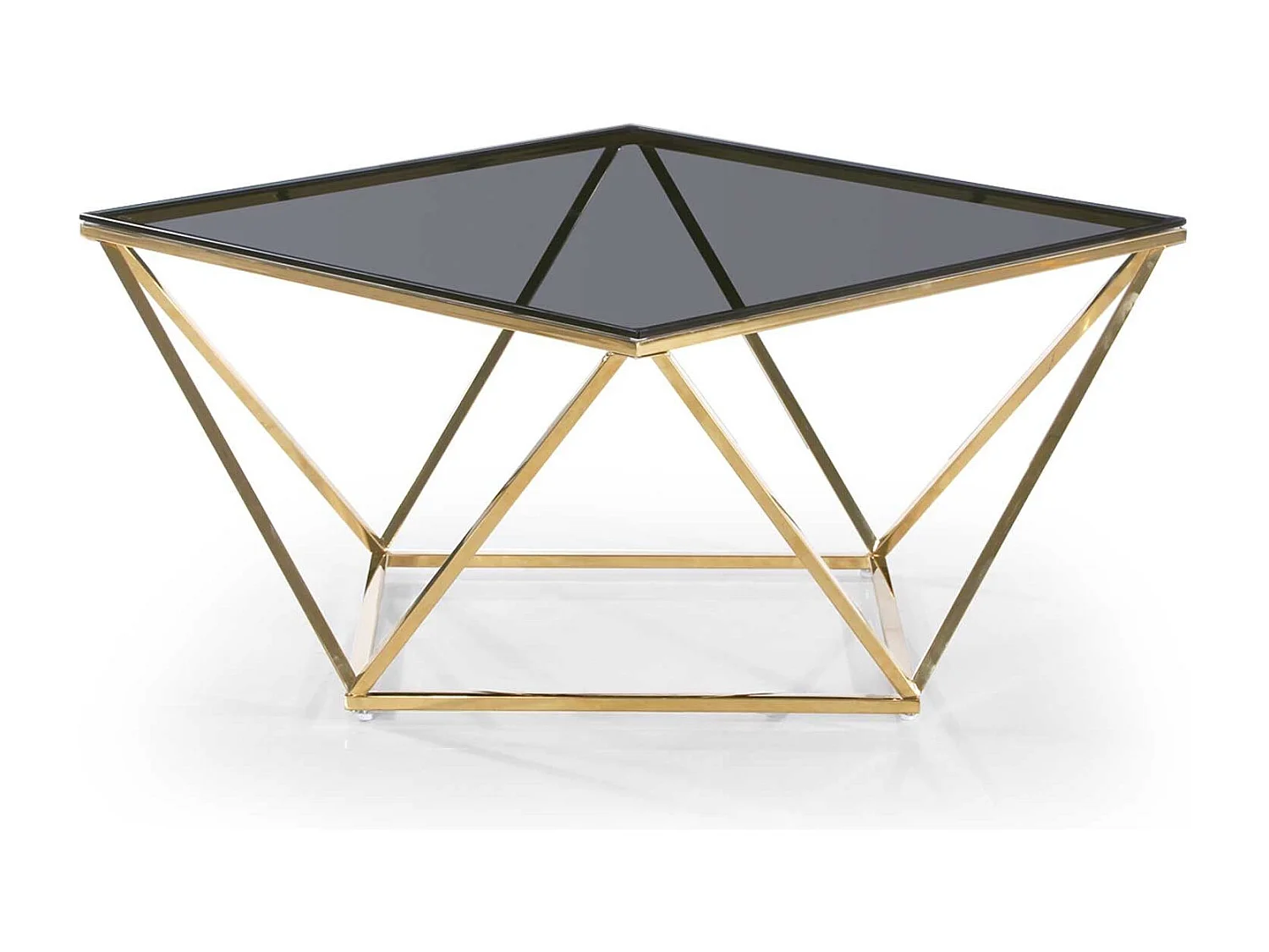 Table Basse Design en Verre "Lina" 80cm Noir & Or