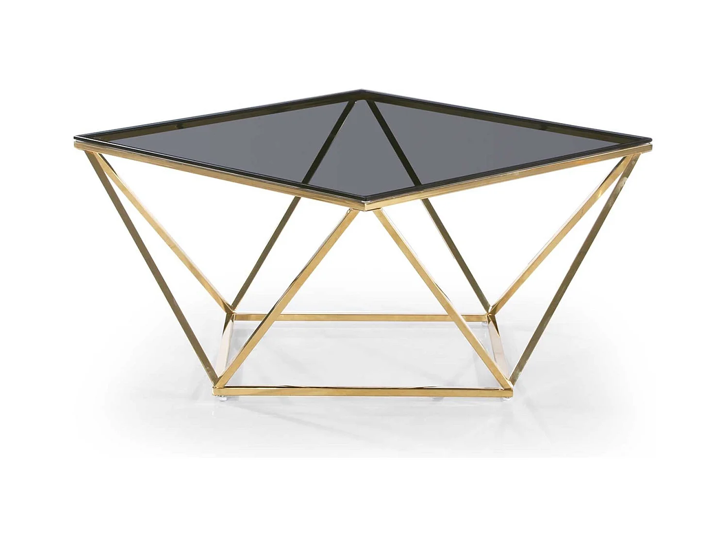 Table Basse Design en Verre "Lina" 80cm Noir & Or