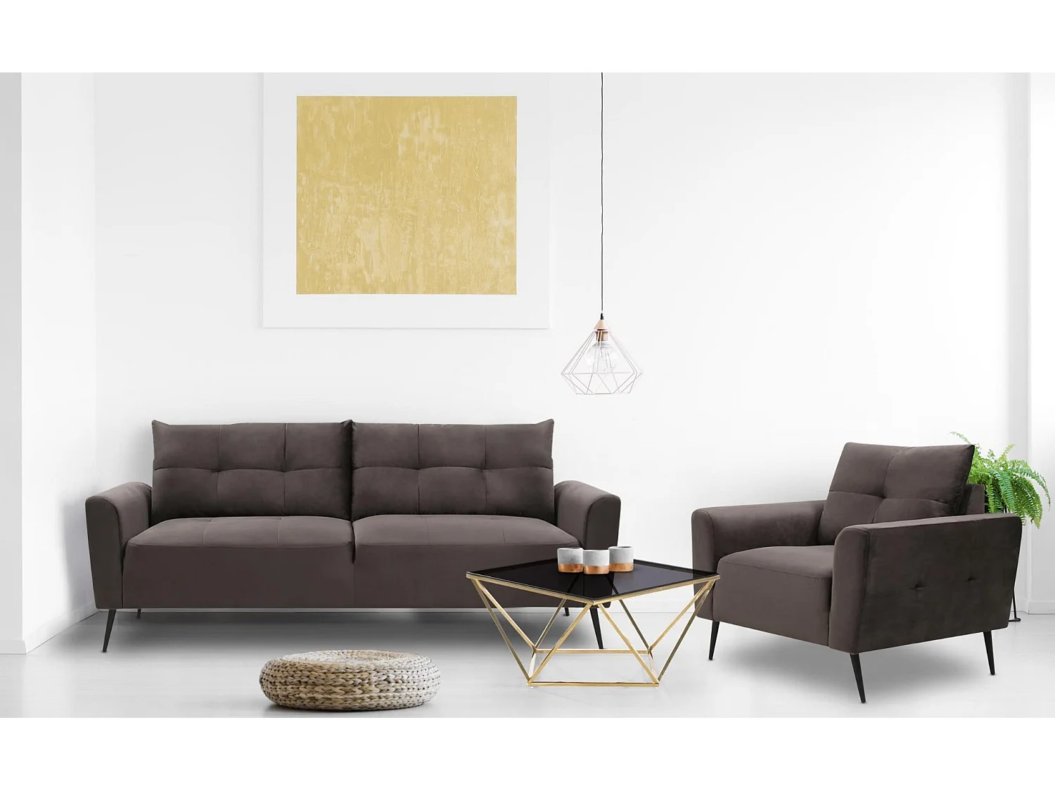 Table Basse Design en Verre "Lina" 80cm Noir & Or