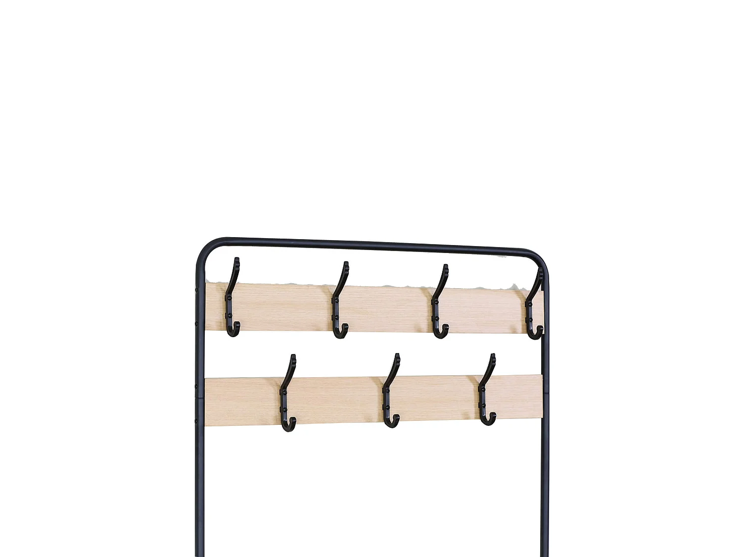 Cintre Meuble à Chaussures MDF Métal avec 2 Etagères 7 Crochets pour Entrées