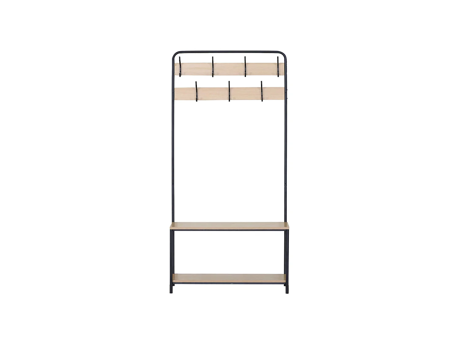 Cintre Meuble à Chaussures MDF Métal avec 2 Etagères 7 Crochets pour Entrées