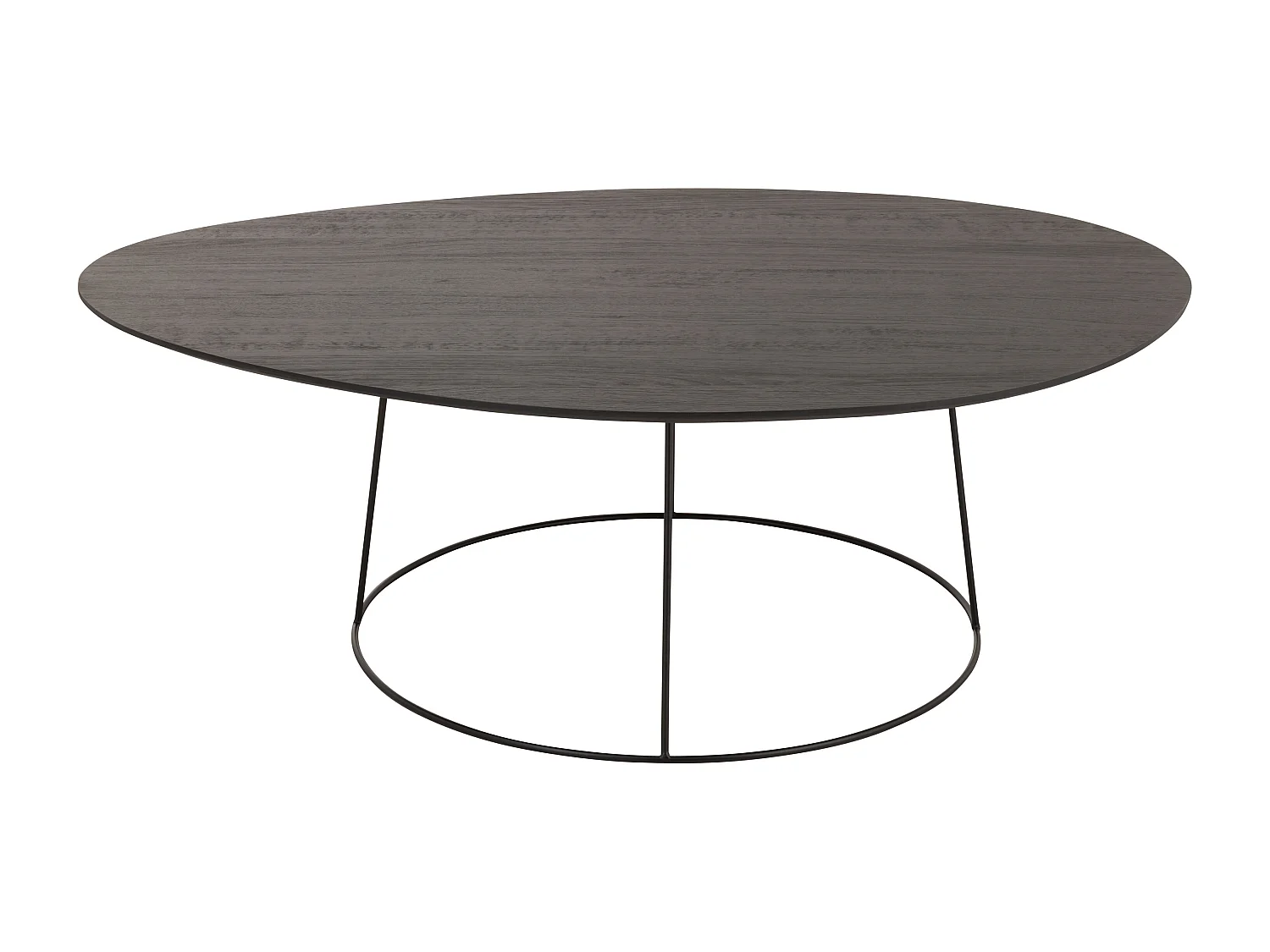 Mesa de centro ovalada de madera maciza marrón oscuro Titi L 121 cm