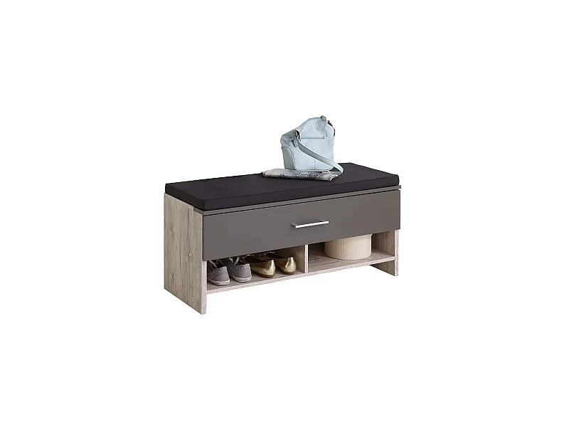 Meuble à chaussures avec tiroir et niches coloris chêne sable et lava - MC13060