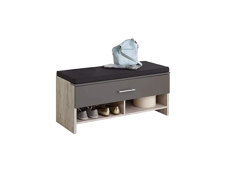 Meuble à chaussures avec tiroir et niches coloris chêne sable et lava - MC13060