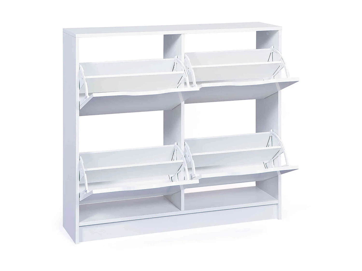 Meuble à chaussures 4 abattants en bois blanc - MC12026