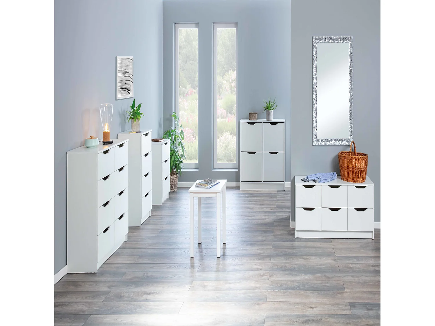 Meuble à chaussures 4 abattants en bois blanc - MC12026