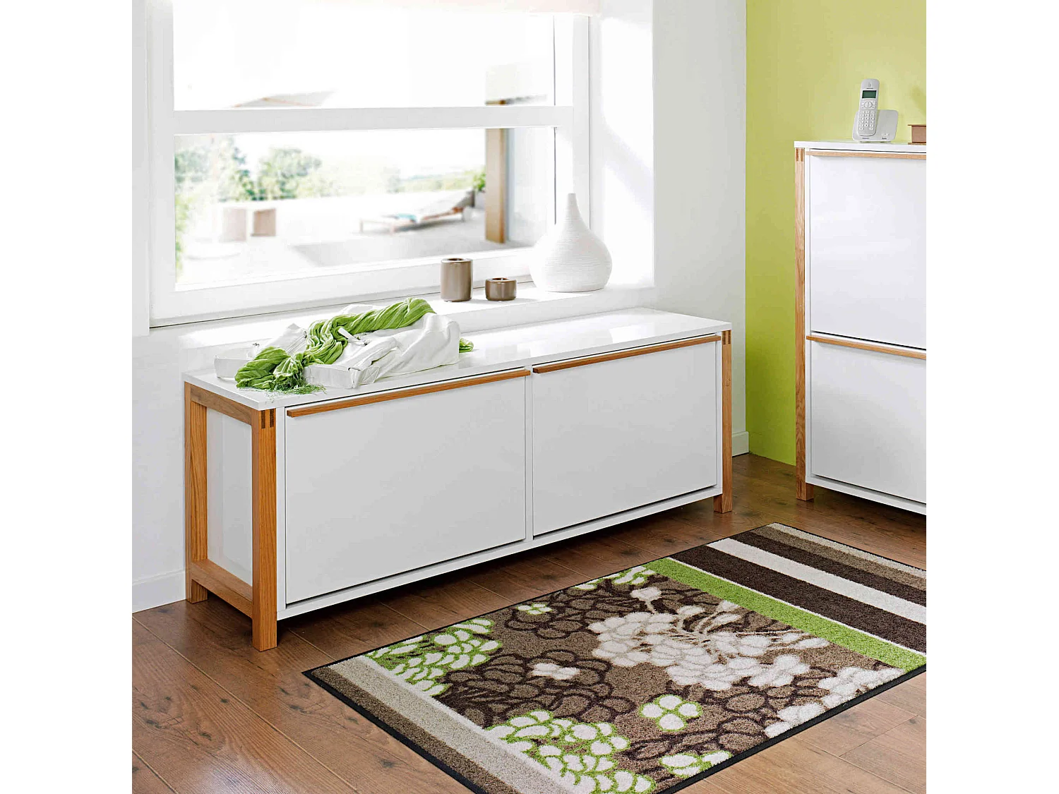 Meuble à chaussures 2 tiroirs en bois blanc - MC0052