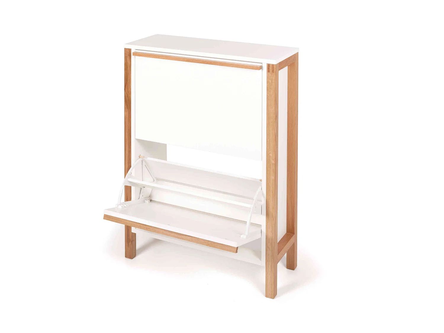 Meuble à chaussures 2 tiroirs en bois blanc - MC0051