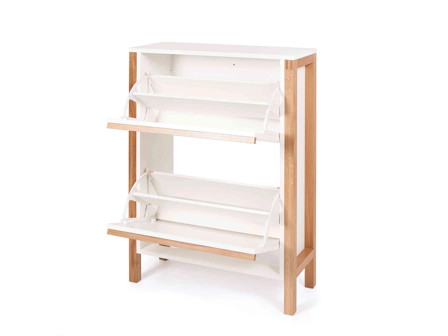 Meuble à chaussures 2 tiroirs en bois blanc - MC0051