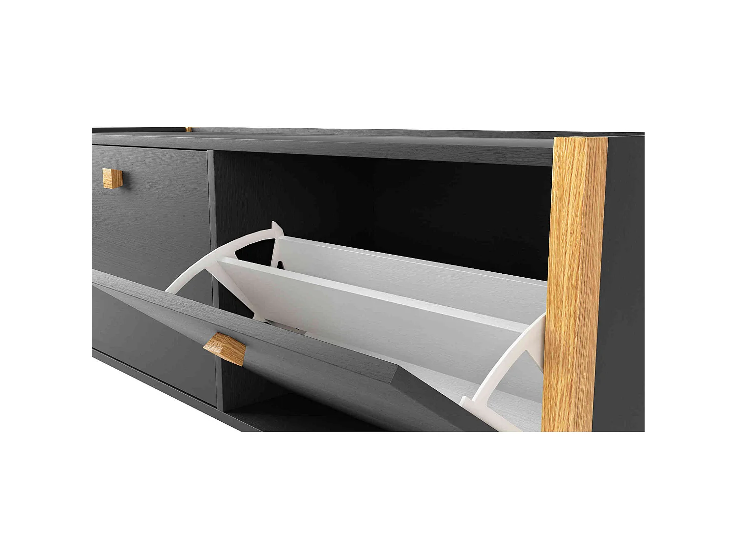 Meuble à chaussures 2 portes en bois anthracite - MC0037