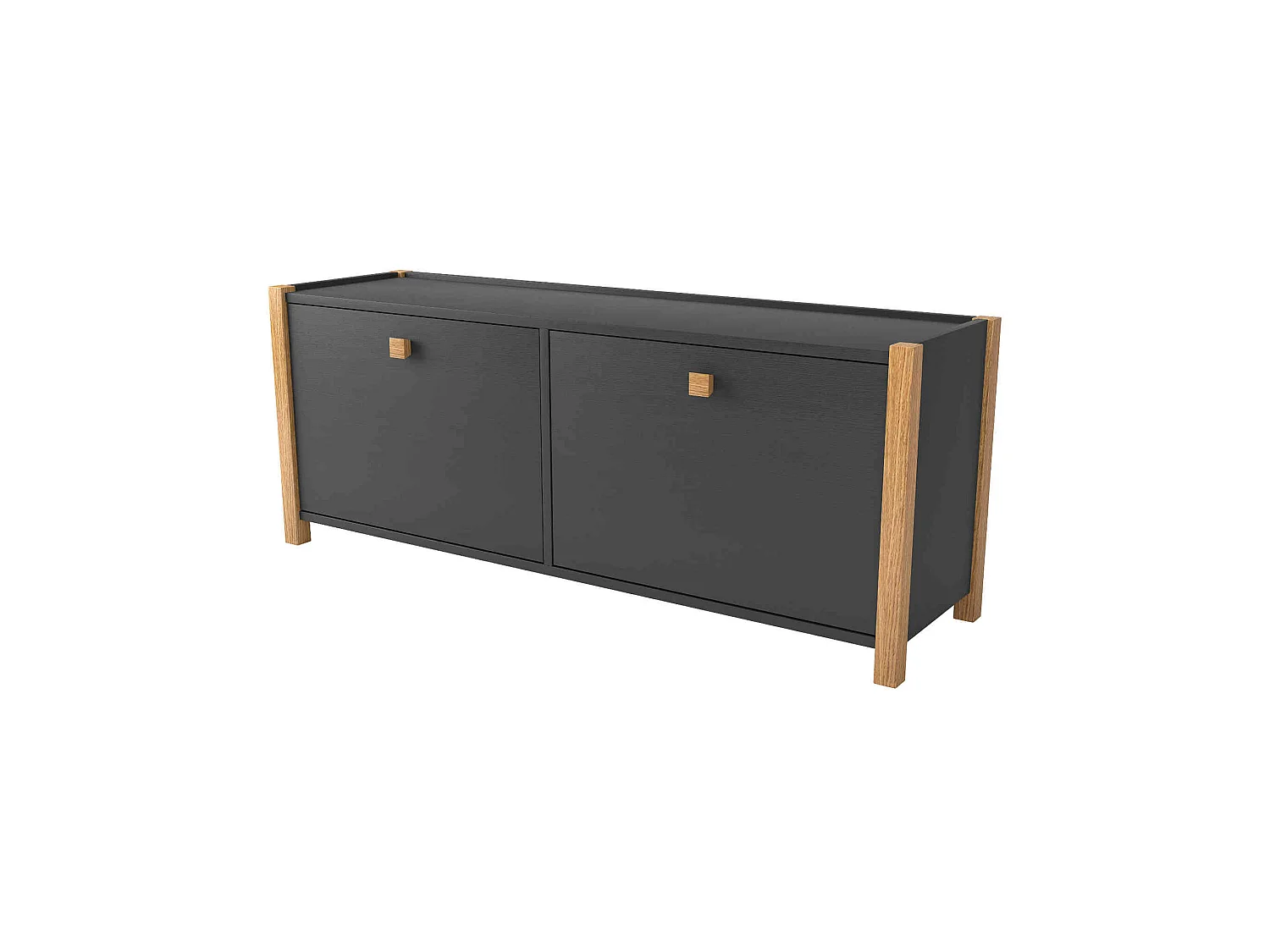 Meuble à chaussures 2 portes en bois anthracite - MC0037